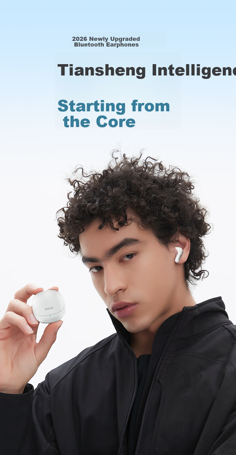 IGene [AI Translation + Conference Summary] 2026 New Smart Bluetooth Earphones, Semi-In Wireless, for Music And Gaming, Low Latency, Compatible with Huawei, Xiaomi, OPPO, OnePlus, Vivo 3