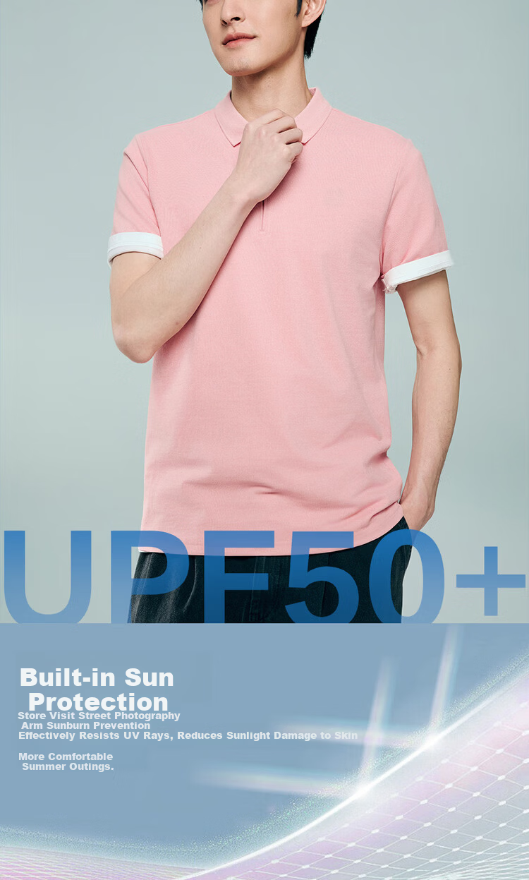 Giordano 2026 Summer Tech Cooling Sun Protection Half-Zip Collar Short Sleeve Polo Shirt Men 13016212 7