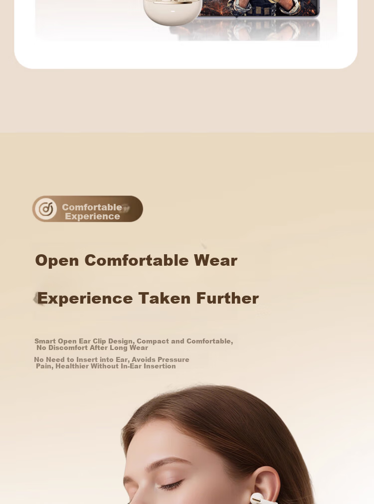 Chuangu 2026 Latest Model | Panoramic Sound Bluetooth Bone Conduction Clip-On Wireless In-Earless Sports Running Music Noise Cancelling Long Battery Life Earphones 2