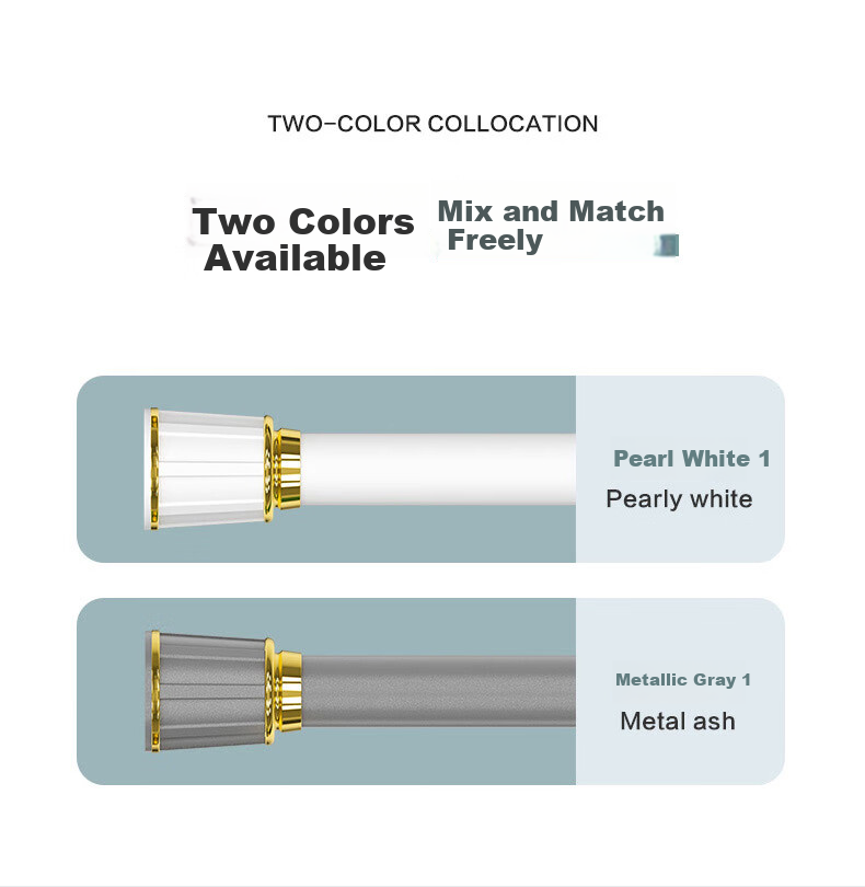 Mercury Home Textiles No-Drill Telescopic Roman Curtain Rod Single Rod Gray 1.1~1.9m 14