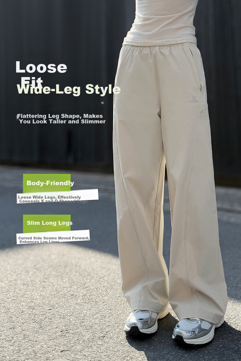 CAMEL Quick-Dry Men's Sports Pants Ice Cooling Sun Protection Straight Woven Casual Trousers C16BA6L6060 Morning Mist Gray XL 9