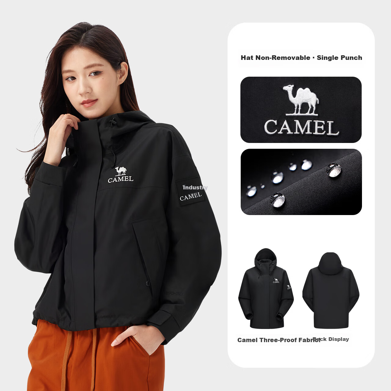 CAMEL [Three-Proof] Outdoor Single-Layer Waterproof Jacket Unisex New Lightweight Mountaineering Coat