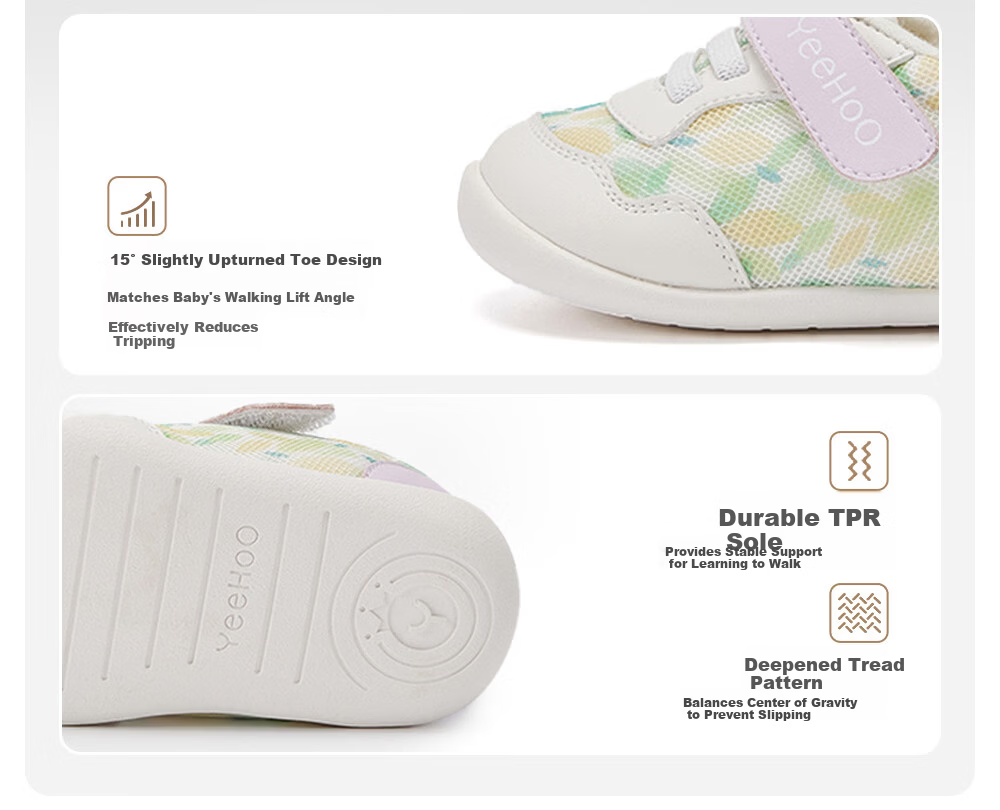 YEEHOO Baby Pre-Walking Shoes Antibacterial Autumn Casual Shoes Spring and Autumn Indoor Comfortable Baby Shoes for Girls 6