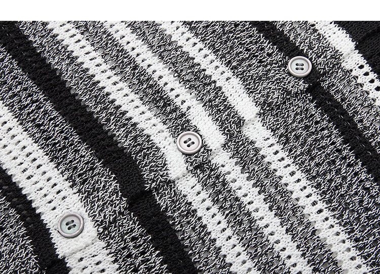 Demana [Salt Style Lazy] Summer V-Neck Color-Block Striped Hollow Jacquard Slim Knit Cardigan for Women Premium Feel 14