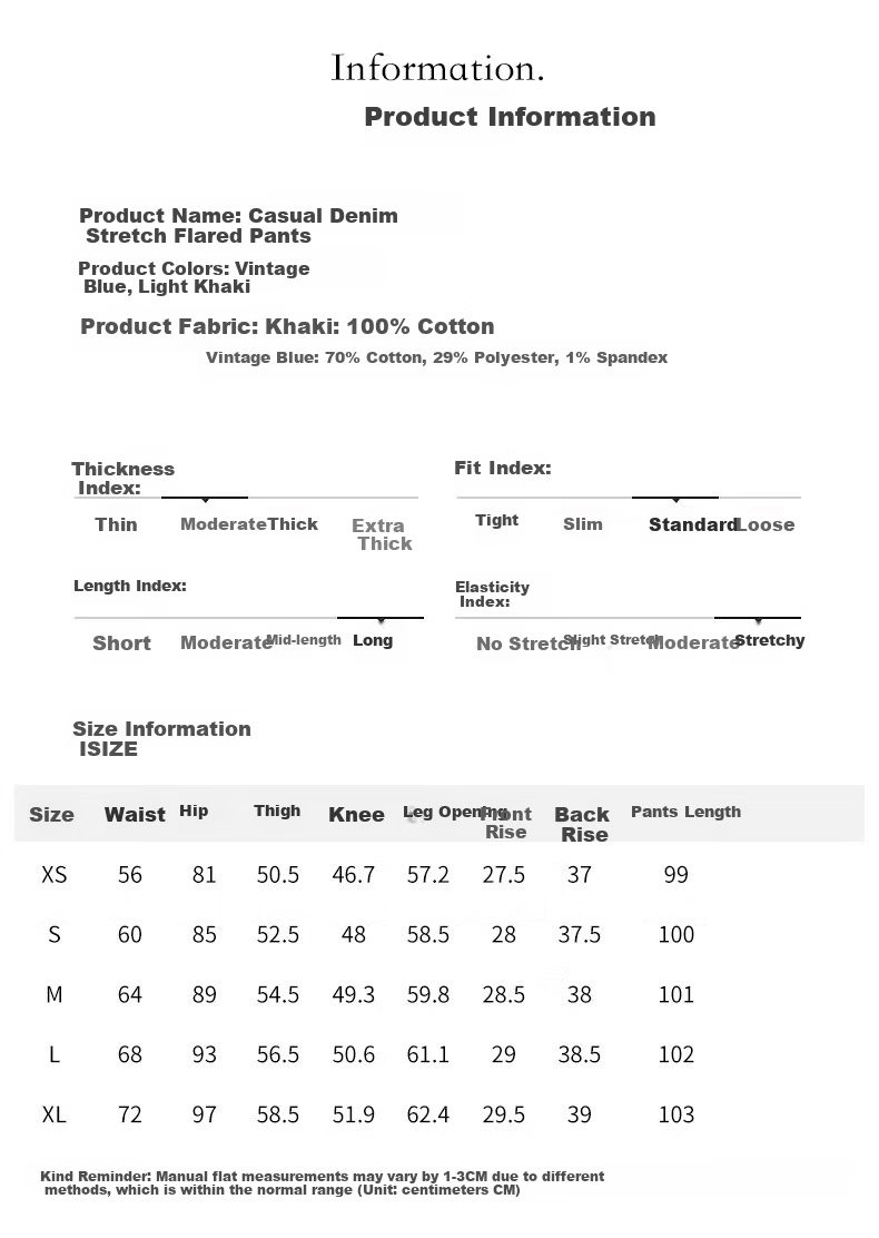 Jeanswest Women's Summer American Vintage High-Waist Slim Fit Flared Khaki Jeans XL 7
