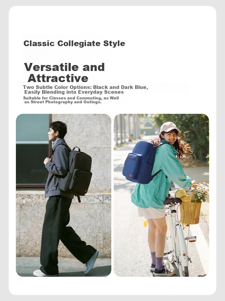 JD Jingzao 2026 New Minimalist Sports Large Capacity Backpack 17-inch Laptop Bag for Students Business Commuting Black 5