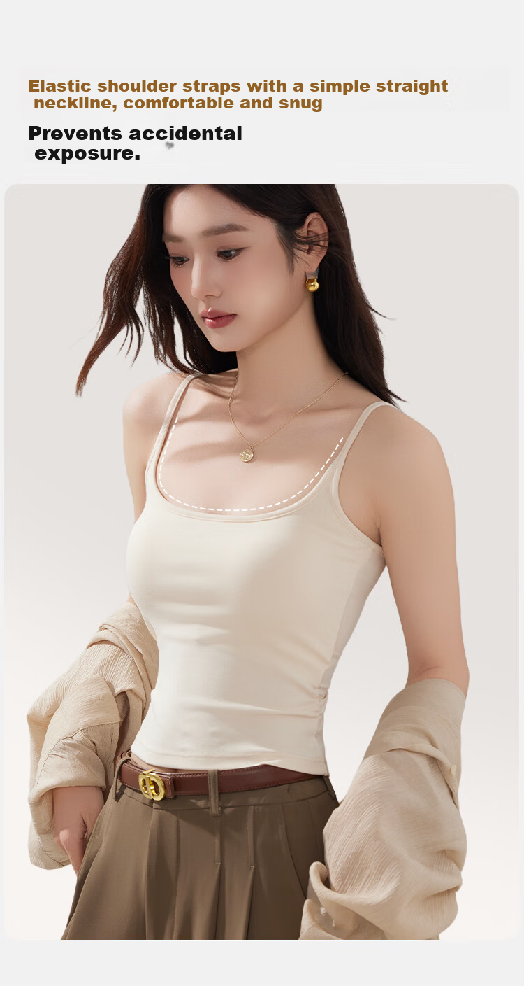 Herbal Original Color Silk Care Camisole for Women with 10A Antibacterial Chest Pad, Waist Slimming, Beautiful Back, Inner and Outer Wear Top 4