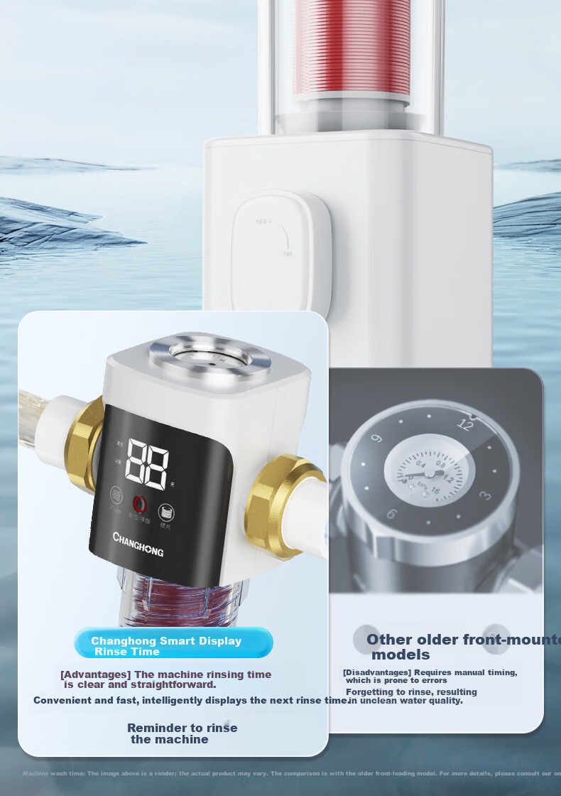 CHANGHONG 25 Micron Pre-Filter Bionic Fish Gill Disc Antibacterial Automatic Backwash Pressure Gauge Whole House High Flow Water Purifier Top 10 Water Purifier 13