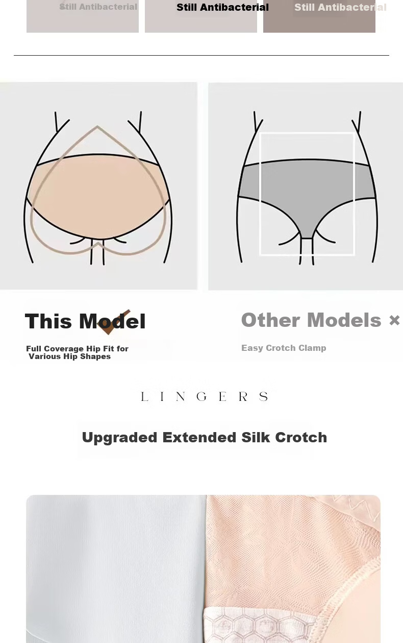 Herbal Original Color Probiotic Mulberry Silk Gusset High-Waist Tummy Control Polylactic Acid Jacquard Lace Nude Feel Women's Shaping Underwear 10