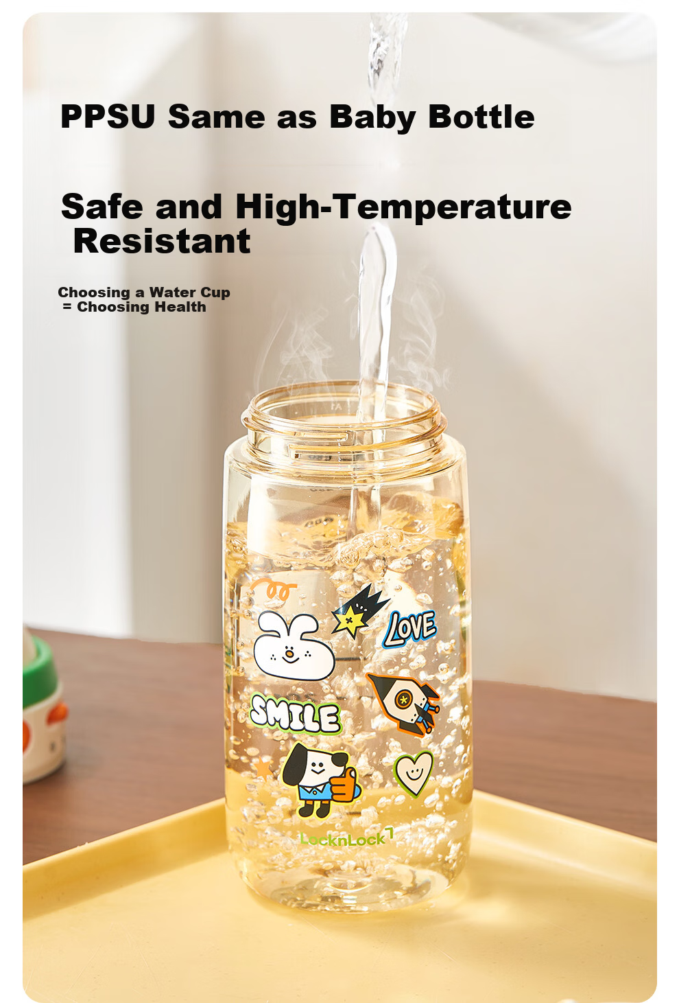 Lock&Lock Kids School Handheld Straw Cup Student Plastic Water Bottle Outdoor Portable Sports Cup PPSU Material 3