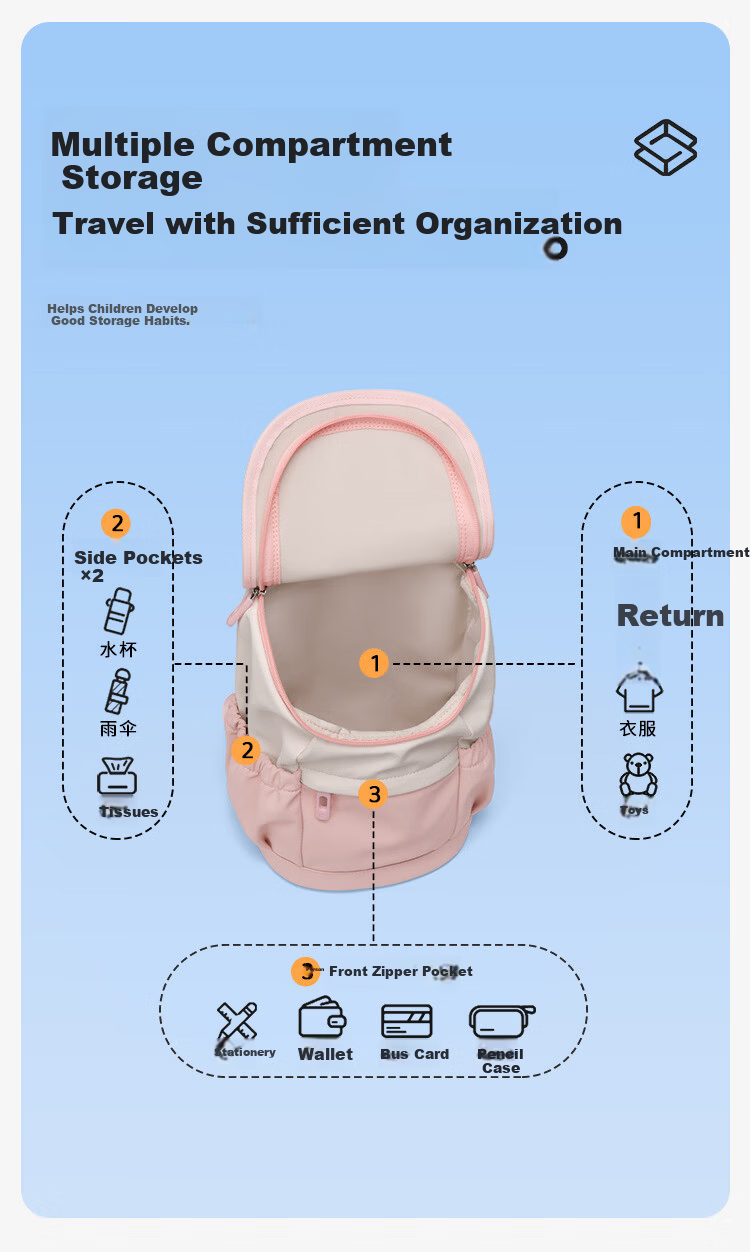 GOLF Kids Lightweight Breathable Kindergarten Backpack Outdoor Travel School Bag for Boys and Girls Parent-Child Backpack 15