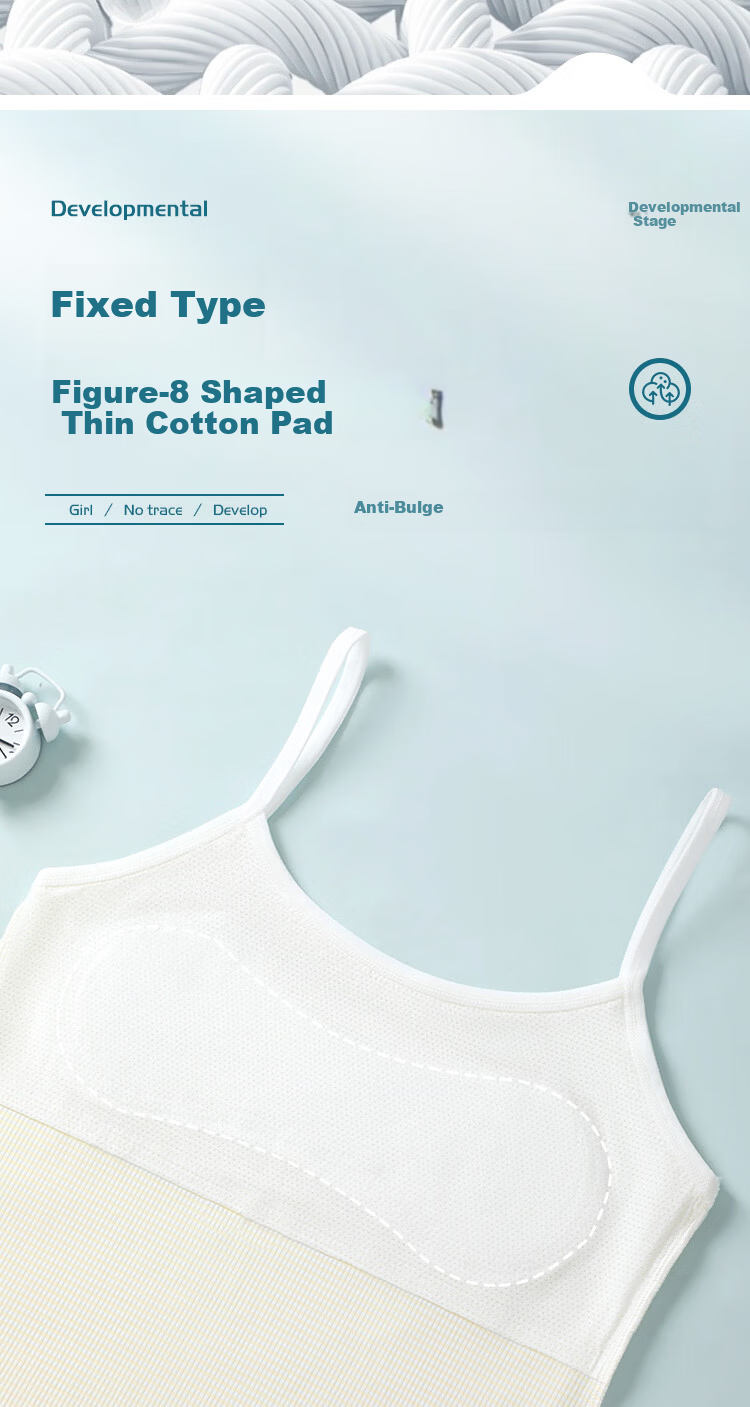 GUJIN 2-Pack Developmental Stage 1 Girls' Bras for 9-Year-Old Elementary School Students Children's Underwear Tank Tops 6