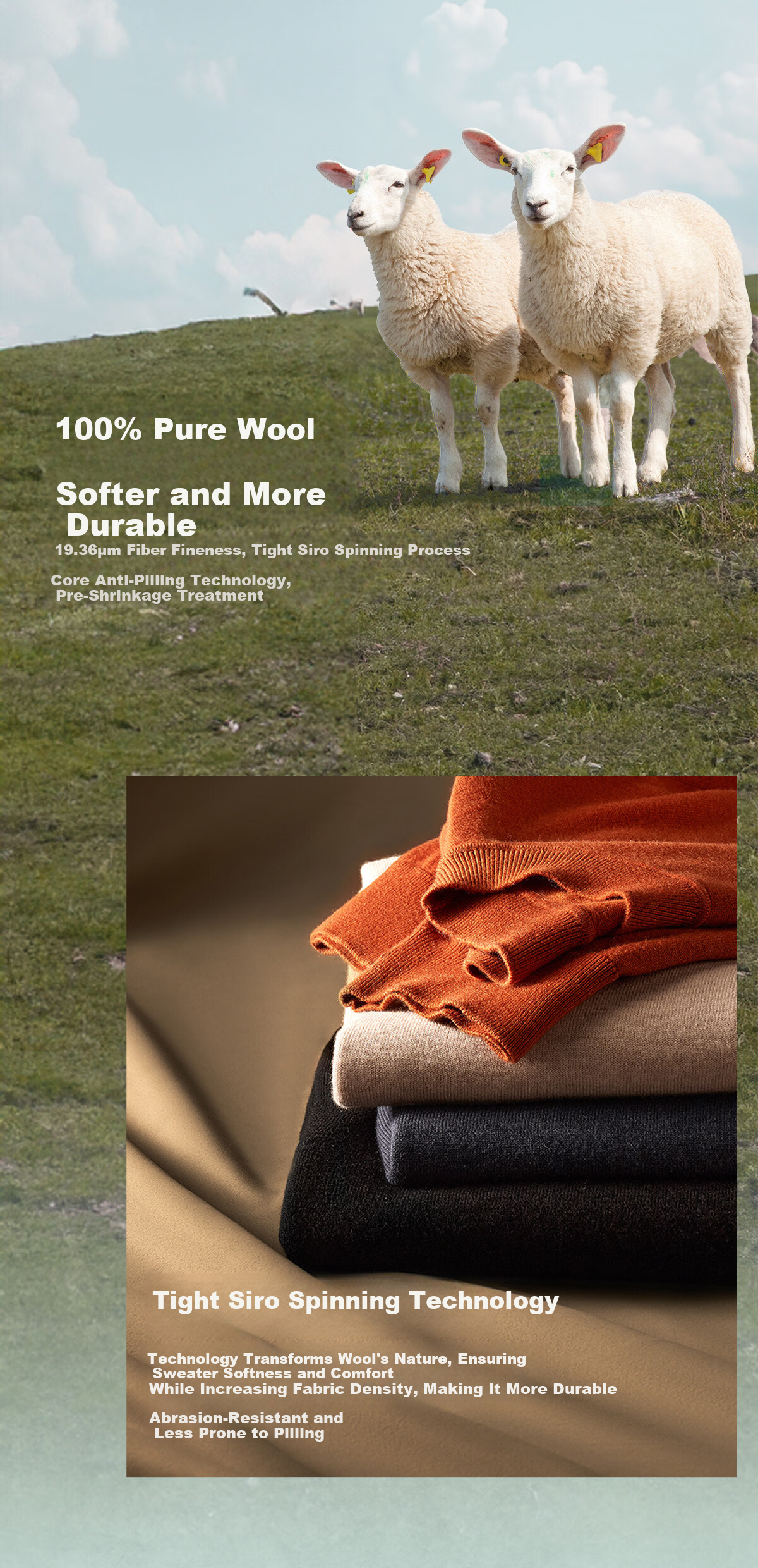 Hodo 【Machine Washable】100% Wool Sweater Men Autumn New Heavy Thick Pure Wool Knitwear 7