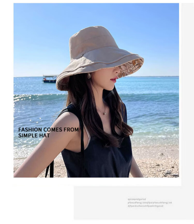 Xueqiman Double-Sided Sunshade Fisherman Hat for Women, UV Protection, Spring and Summer Outdoor Travel, Face-Covering Wide Brim, Foldable Sun Hat 14