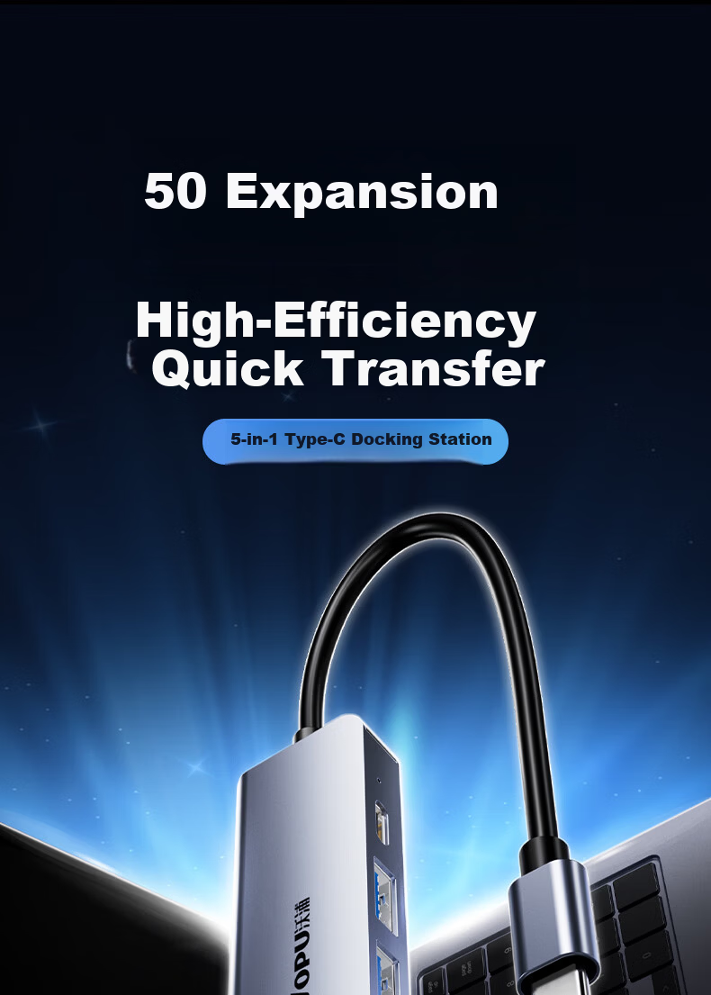 Wopool Type-C Triple Display Dual HDMI Docking Station USB-C Thunderbolt 4 Hub 4K60Hz Multi-Screen Display Expander for Apple Mac Huawei Laptop Splitter 1
