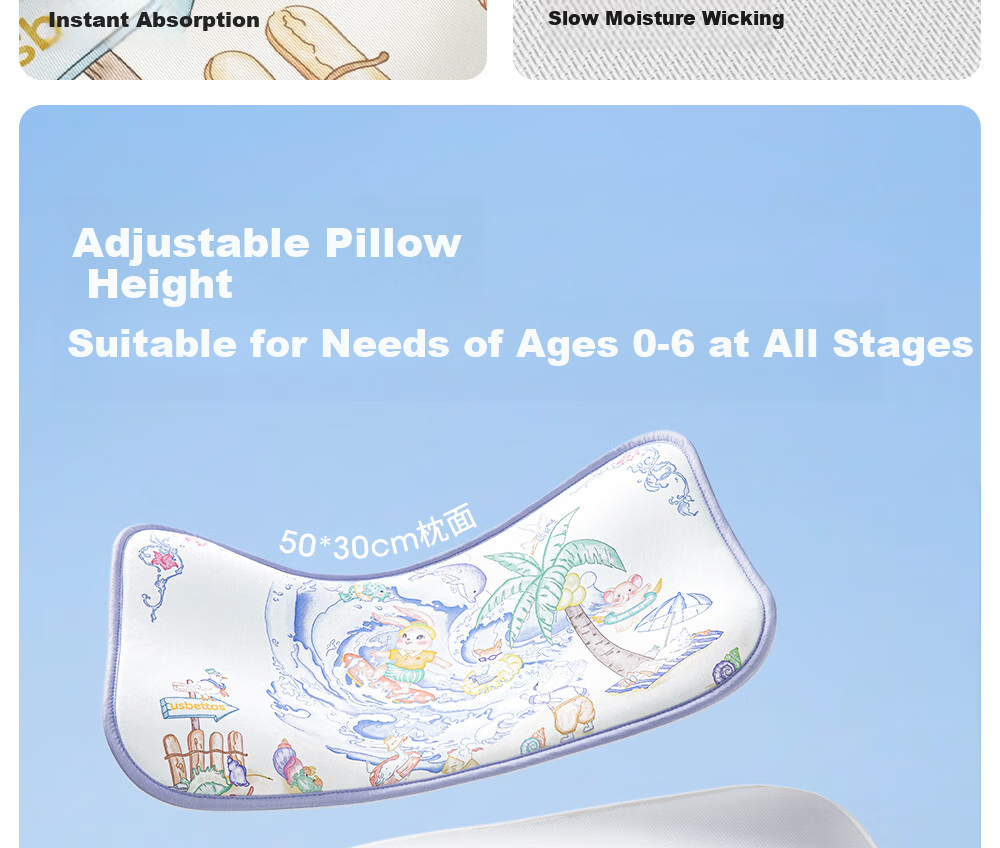 Betis Baby Pillow 0-6 Years Old Children's Pillow Cloud Slice Pillow Summer Breathable Baby Cooling Pillow Newborn Pillow Summer Party 22