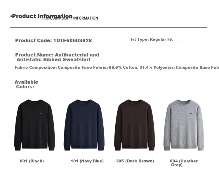 Seven Wolves [Antibacterial and Anti-Static] Men's Sweatshirt Spring and Autumn Casual Embroidered Pullover Top Heather Gray M 8