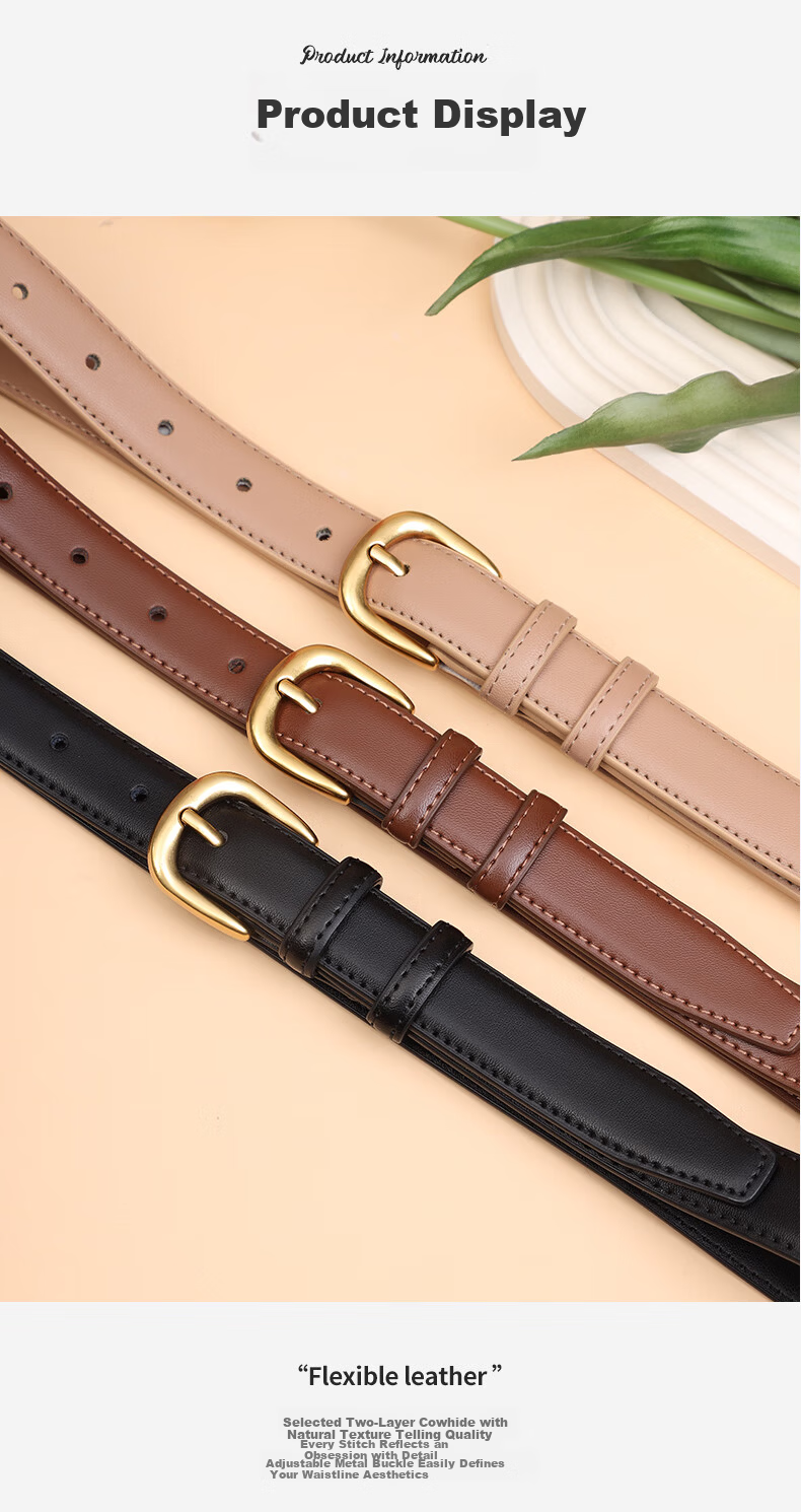 Hongdou Women's Leather Belt 2026 New Luxury Pin Buckle Belt Birthday Gift for Girlfriend Mom Valentine's Day Present 13