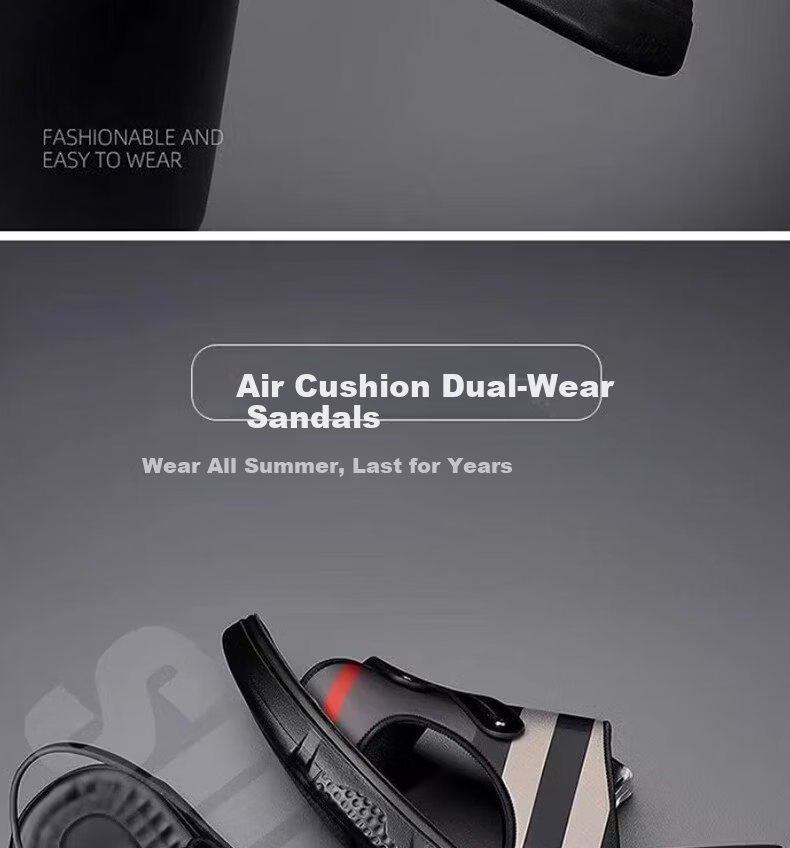 FOOTOPPO Men's Sandals Outdoor Leather Slippers Summer Non-Slip Elderly Thick-Soled Comfortable Slippers 2