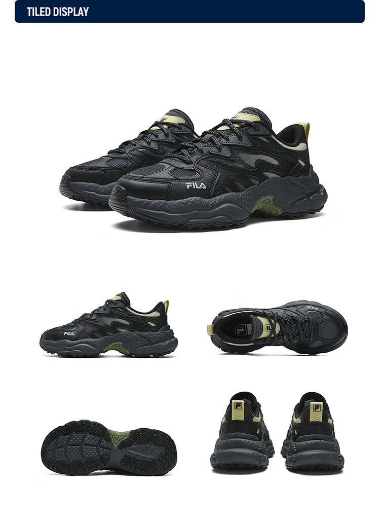 FILA Official Fern Leaf Men's Dad Sneakers 2026 Summer Breathable Casual Sports Shoes 44