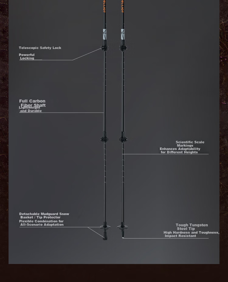Pelliot Zhao Lusi Edition Lightweight Outdoor Hiking Pole Ultra-Light Carbon Fiber Telescopic Women's Trekking Stick 165036011 4