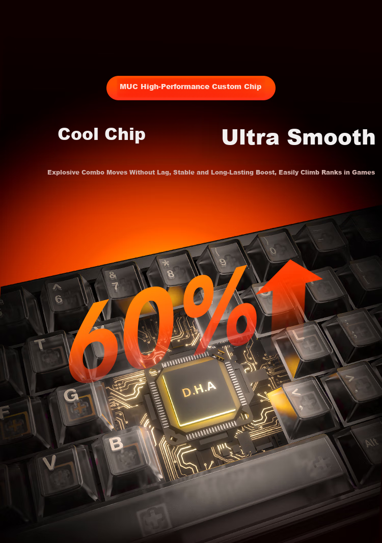 DAREU COOL68 Magnetic Switch Keyboard RT Gaming Mechanical Keyboard 8K Polling Rate Hot-Swappable RGB Dual-Drive Lightbox Valorant 68-Key Layout COOL68 Berry Red 12