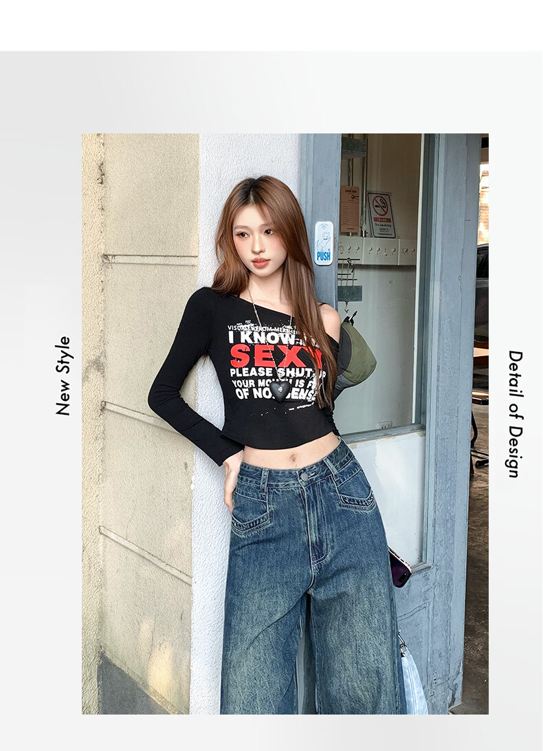 Jeanswest High Waist Women's Flared Jeans 2026 Spring Summer Slim Fit Retro Blue Wide Leg Pants S 3