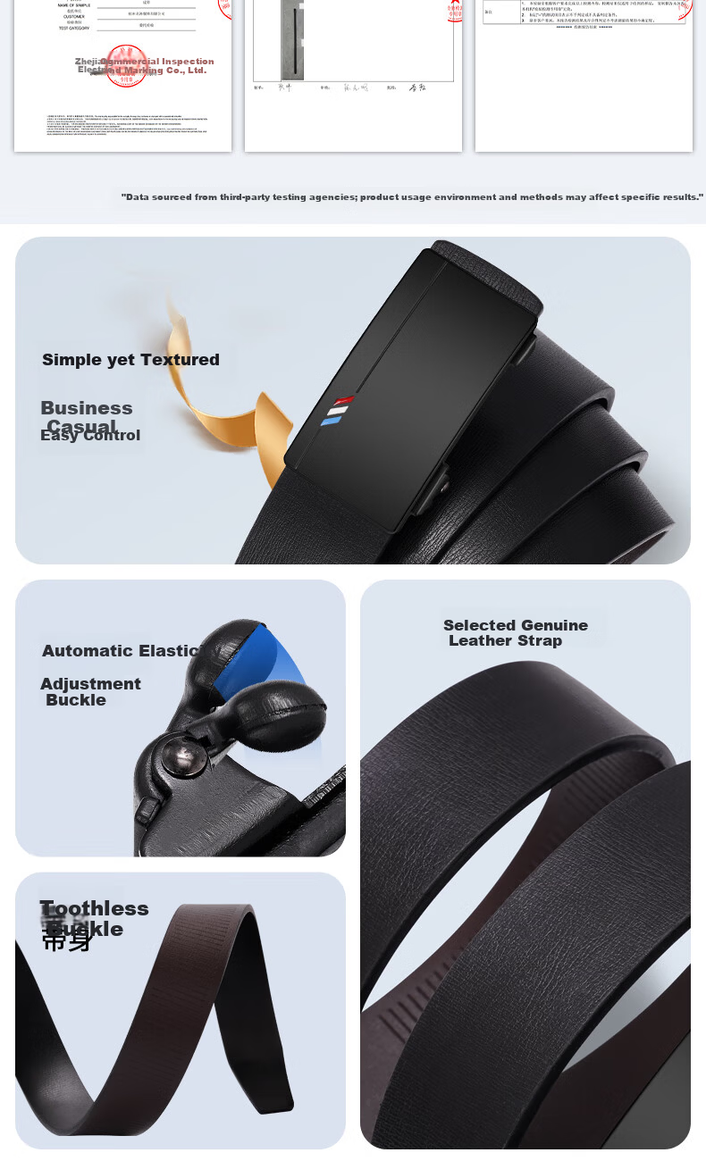 Woodpecker Men's Genuine Leather Ratchet Belt Automatic Buckle Inner Wear Waistband Birthday Gift for Boyfriend Husband Dad 3