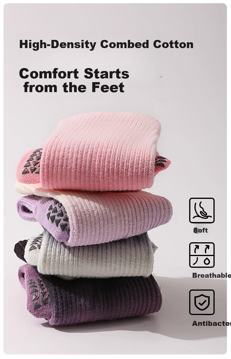 Dewick Five-Toe Yoga Socks Professional Non-Slip Pilates Training Indoor Fitness Toe Separation Mid-Calf Purple Faux Two-Piece 8