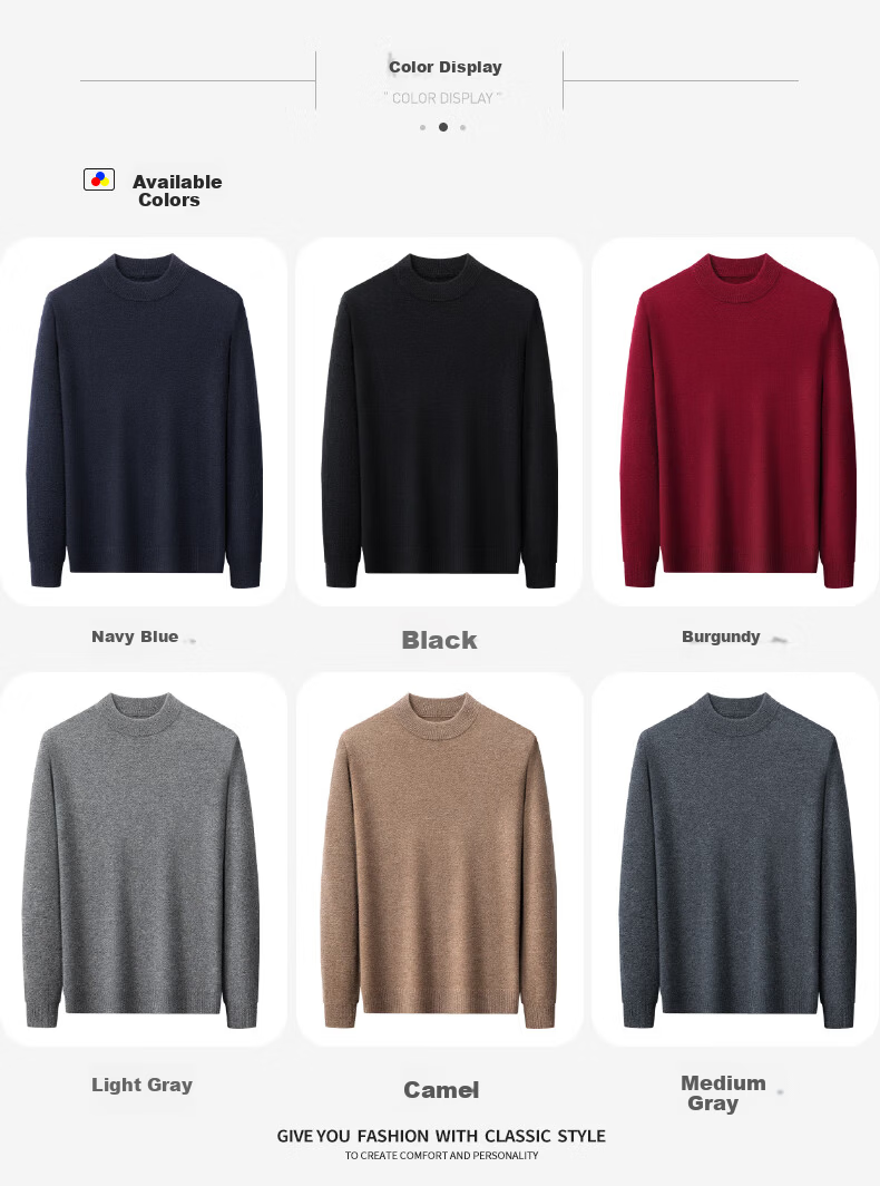 Hengyuanxiang Men's 100% Pure Cashmere Sweater Autumn Winter Half Turtleneck Knitted Warm Red Thick Woolen Pullover 9