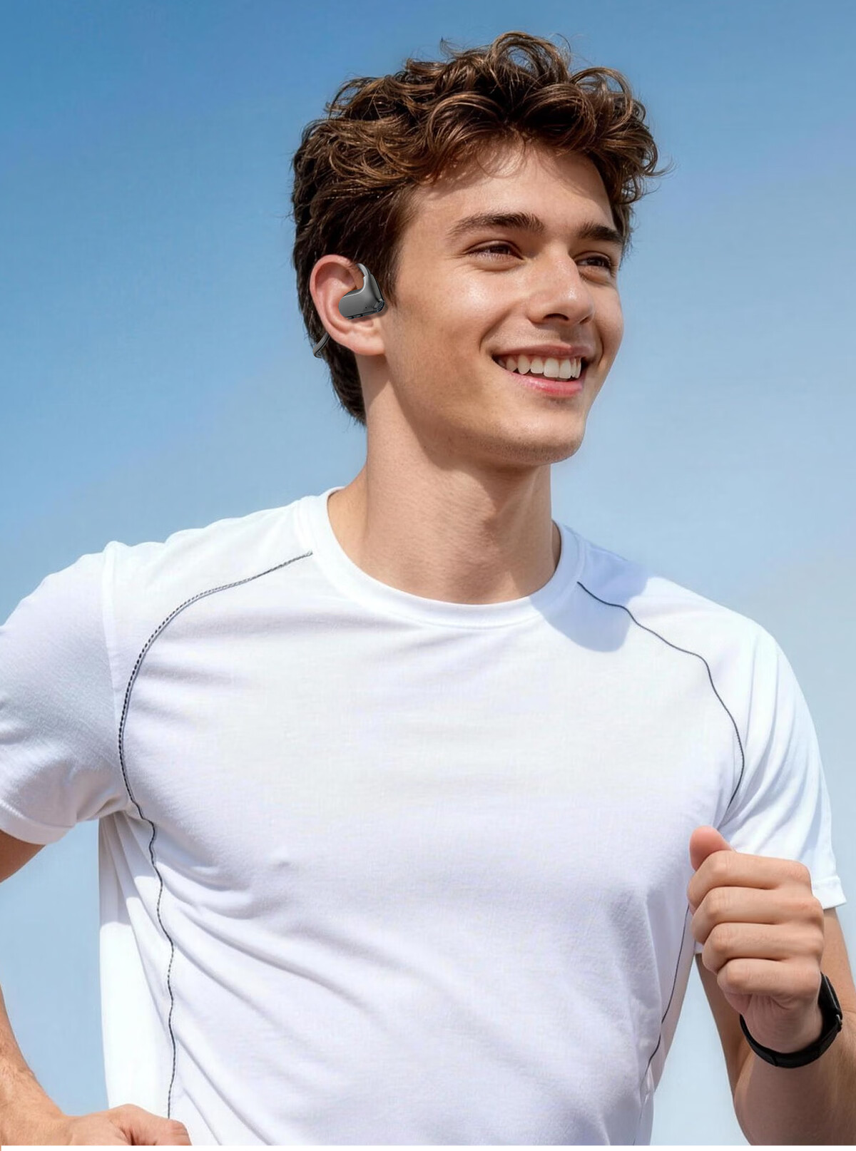 Langston Bluetooth Open-Ear Wireless Bone Conduction Headphones Sports Running Cycling Non-In-Ear Earphones Compatible with Apple BE25 Lilac Purple 2