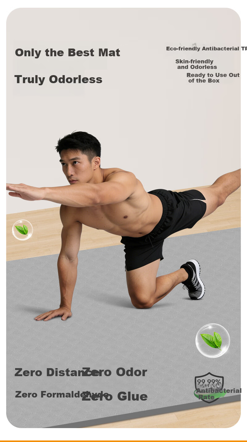 Gumifan Yoga Mat Thickened Men's Fitness Mat Home Push-up Training Mat Non-slip Shockproof Soundproof Exercise Mat 5