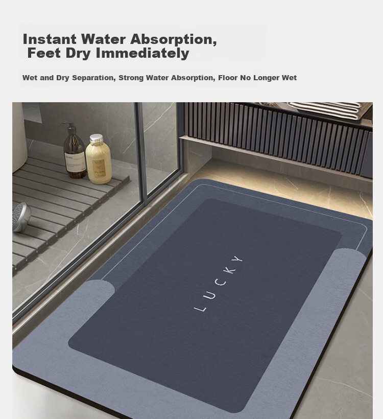 Bodisi Bathroom Floor Mat Absorbent Non-Slip Entrance Kitchen Toilet Home Rug 70*45CM 8