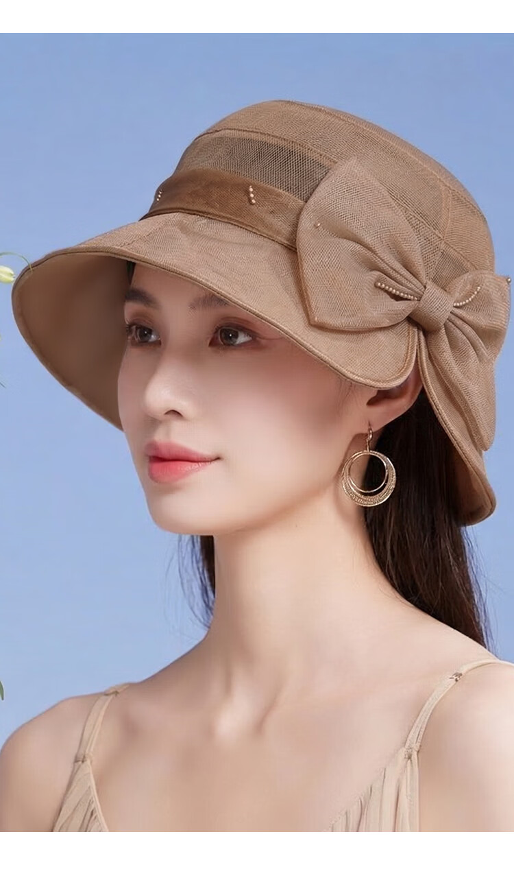 Shanghai Story Women's Silk Sun Hat Spring Summer Mulberry Silk UV Protection Sun Hat Beige Mom Gift 17