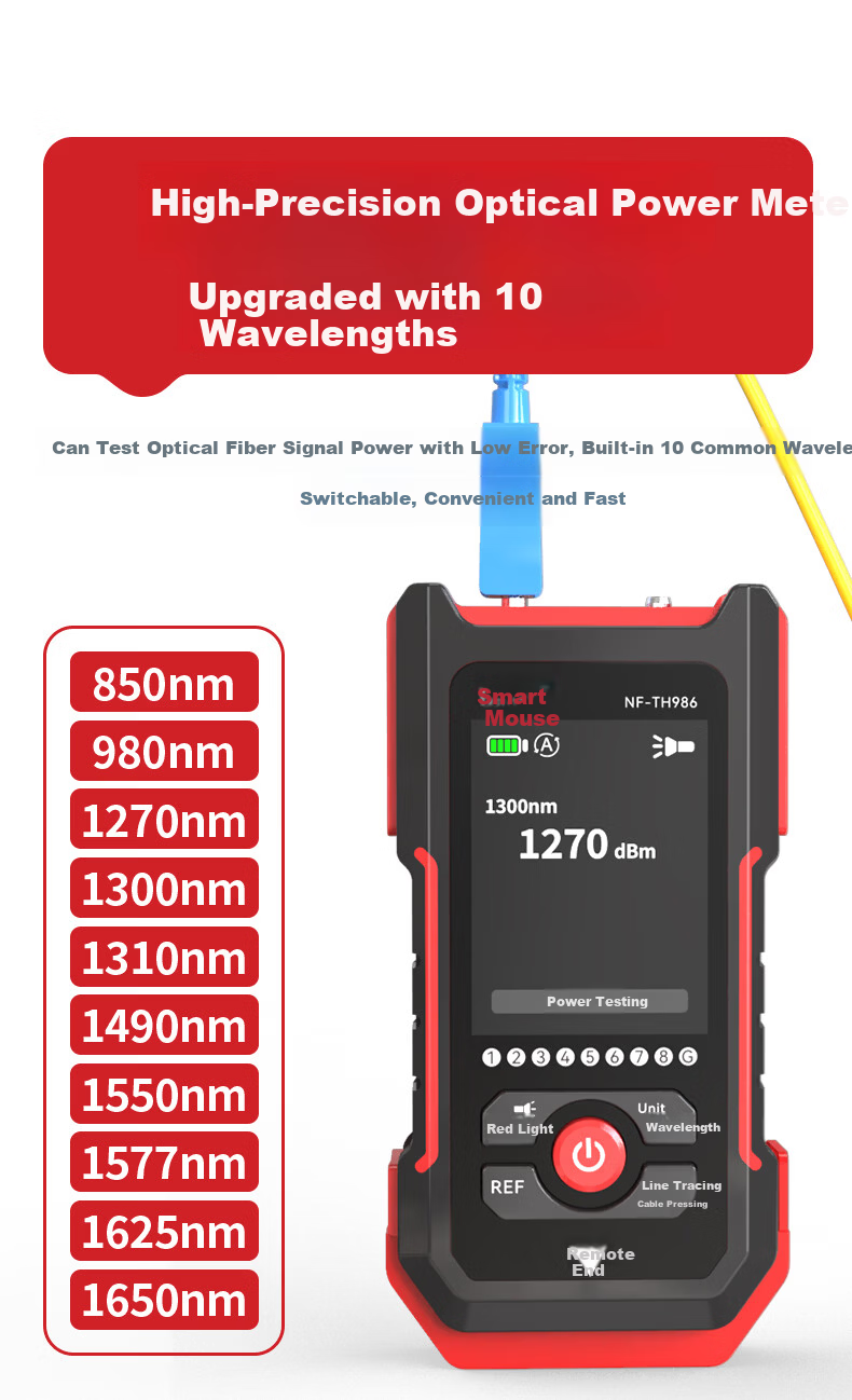 Smart Mouse NF-TH986 Cable Tracker Optical Power Meter Red Light All-in-One Network Tester Anti-Interference 16