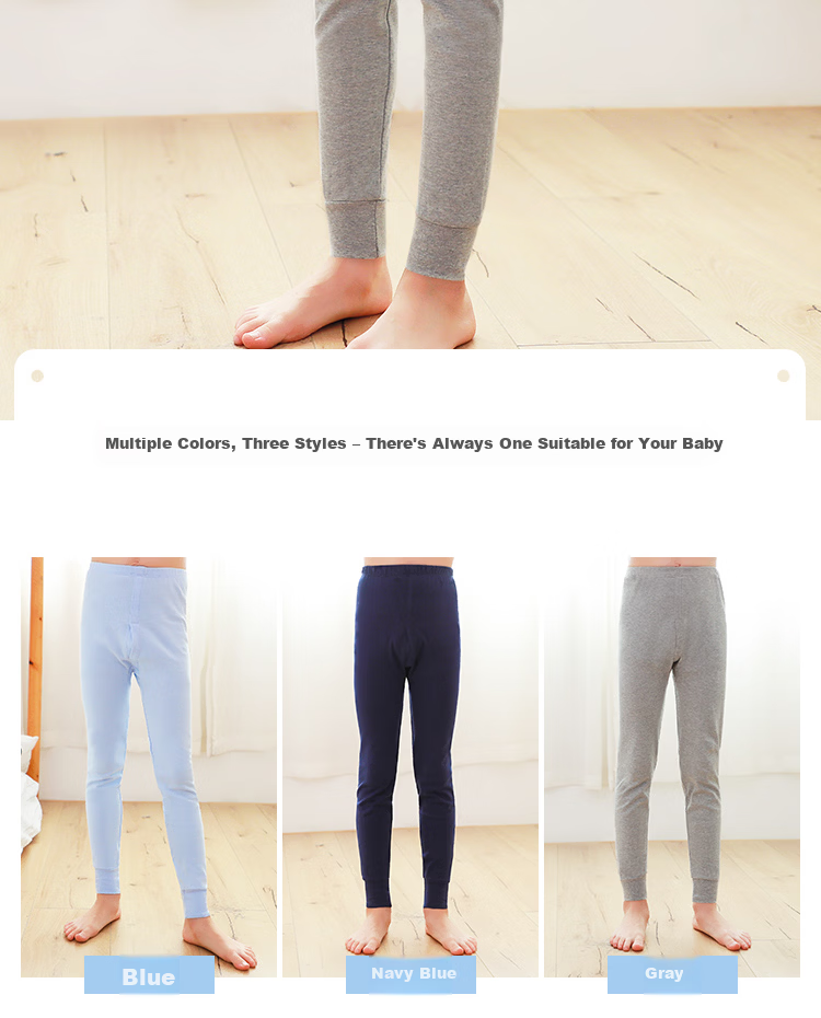 LangSha Children's Autumn Long Johns, Boys' Pure Cotton Single-Piece Underpants, Kids' Mid-Length Cotton Pants, Thin Warm Trousers for Older Childre 3