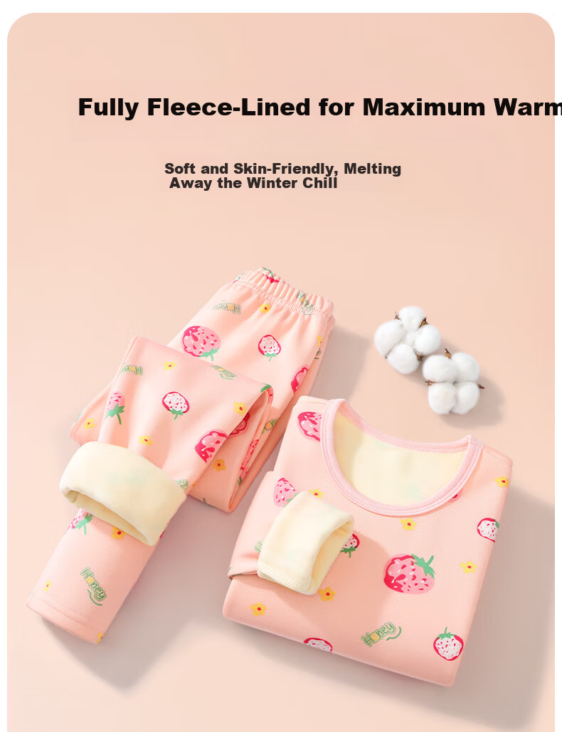 DEESHA Children's Thermal Underwear Set Winter Fleece Thickened Autumn Clothes Girls Baby Base Layer Pajamas 8
