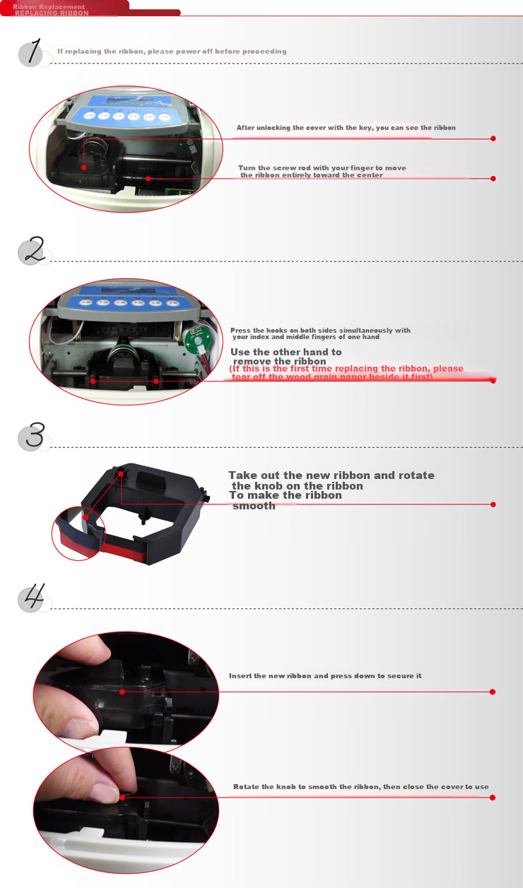 Aibao Dual-Color Time Clock Ribbon Compatible with Aibao and Xinmi Models Attendance Machine Ribbon 1 Piece 2