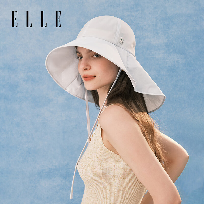 ELLE Women's Sun Protection Hat Outdoor Wide Brim Neck Guard Fashion Sunshade Mountaineering Hat Mist Blue