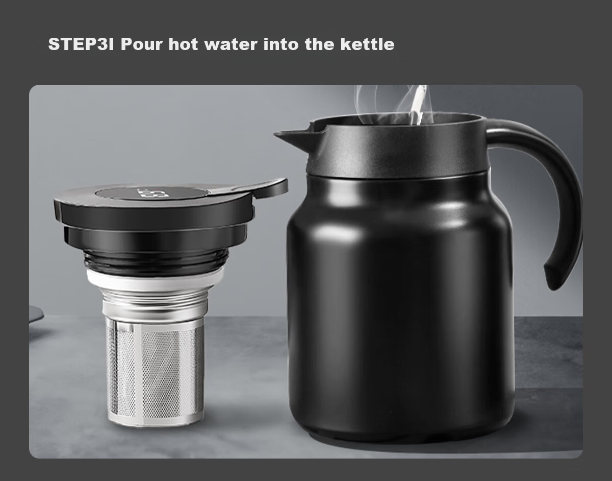 PAKCHOICE Large Capacity Insulated Steeping Teapot 316 Stainless Steel Tea Water Separation Steeping Cup Tea Brewing Pot 17