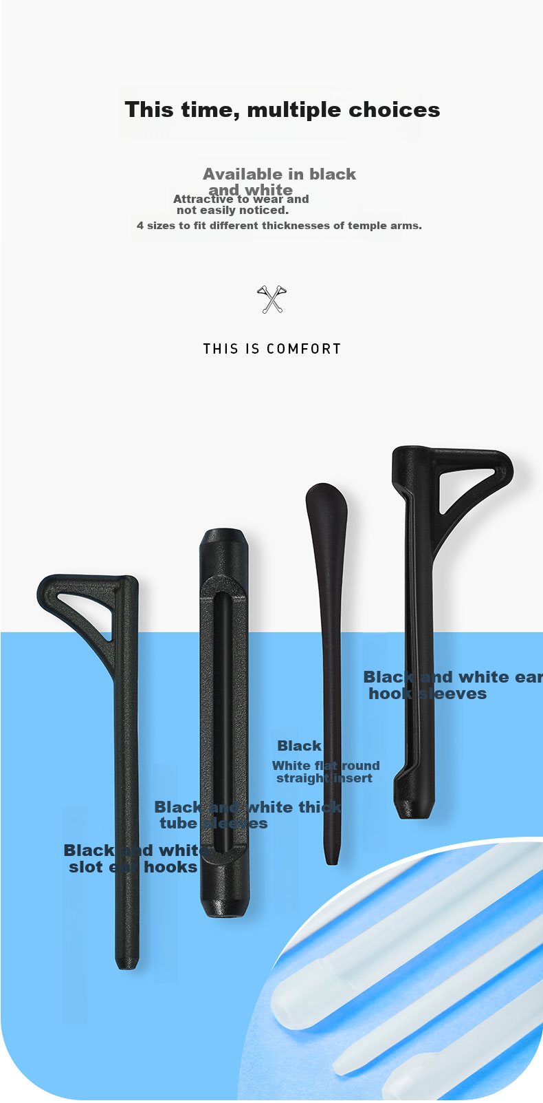 Yanjingbang Glasses Anti-Slip Temple Covers, Anti-Fall Device, Silicone Ear Hooks, Thin Leg Fixation, Prevent Dropping 3