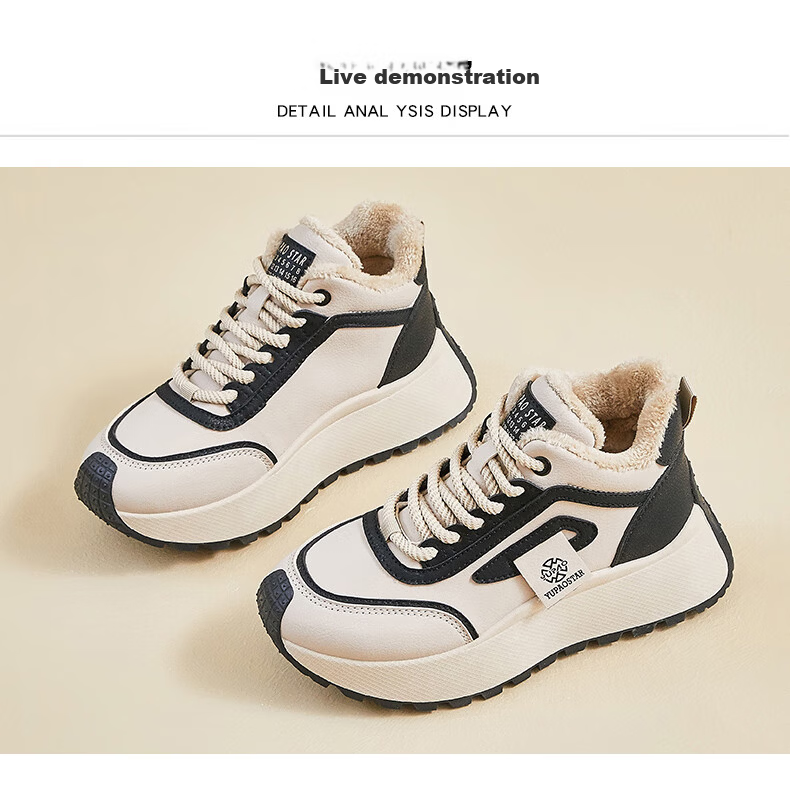 CARTELO Women's Fleece-Lined Winter Dad Sneakers, Warm Cotton Shoes, Casual Sports Shoes, Black 38 11