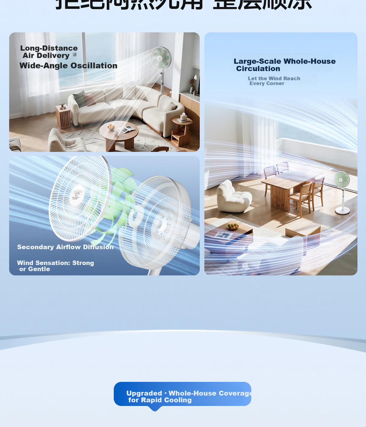 DIAMOND Home Energy-Saving Pedestal Fan [Level 1 Energy Efficiency + DC Inverter + Pure Copper Brushless Motor] Large Airflow Quiet Standing Fan for Living Room XR 3