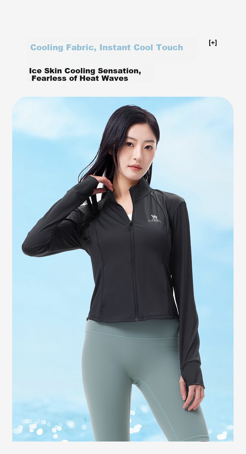 CAMEL Women's Slim Fit Quick-Dry Ice Feel Sunscreen Jacket Cold White Yarn 2025 New Summer Coat 8008 2XL 4