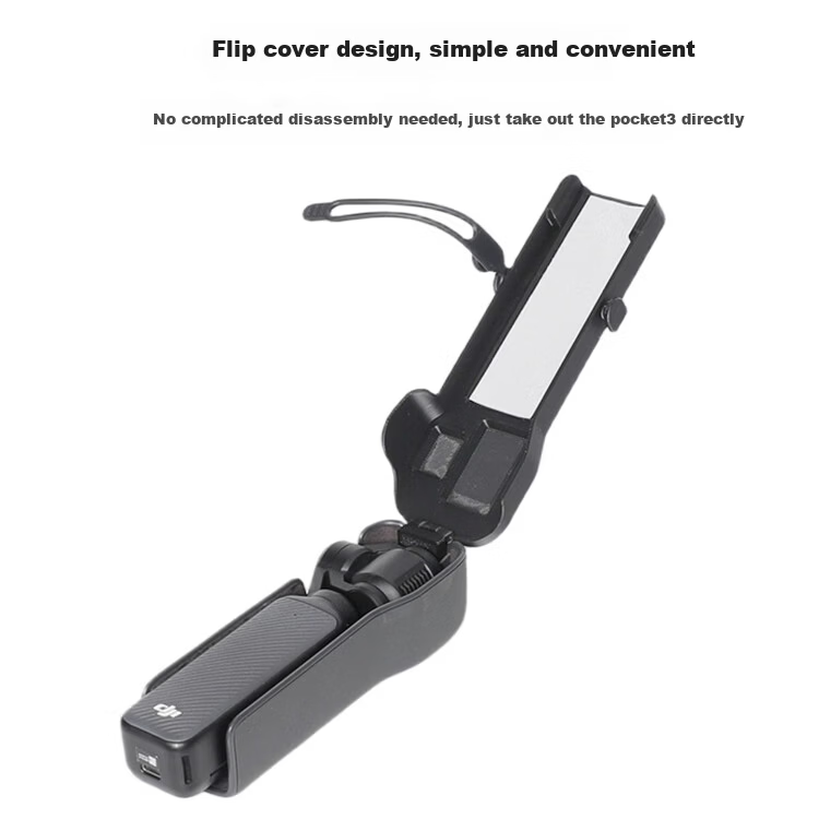 Qiye Protective Cover Case for DJI Pocket 3 Pocket Camera Accessories Foldable Flip Cover Strap Black 3