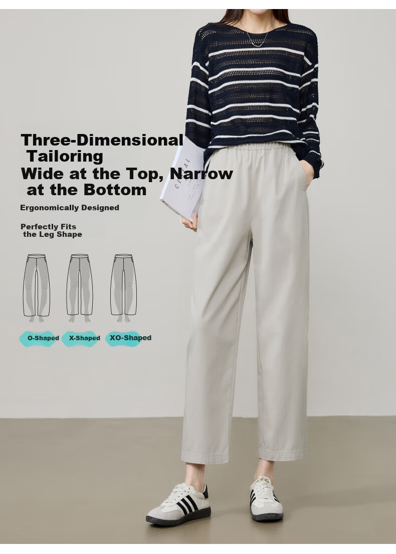 ESE-Y Laisai Cotton Lyocell Scythe Pants Women 26 Spring New Slim Fit Cropped Harem Straight Casual Pants Dark Blue 31 11