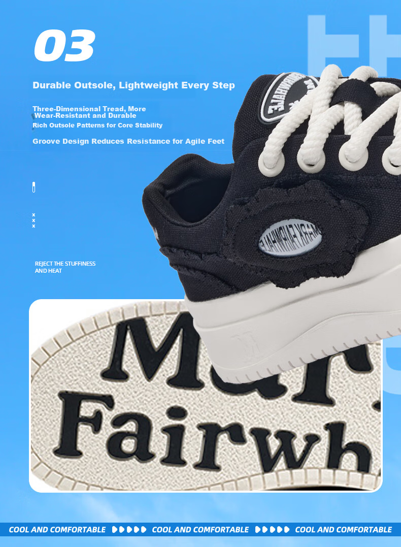 Mark Fairwhale Men's Shoes 2026 New Casual Breathable Sports Canvas Sneakers Black Size 41 8