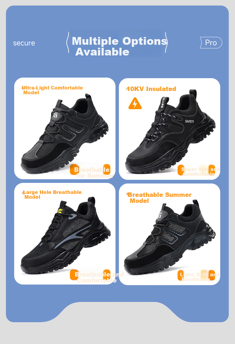 GUYISA Men's Summer Breathable Anti-Smash Steel Toe Anti-Puncture Ultra-Light Comfortable Safety Work Construction Shoes 5003 Size 39 10