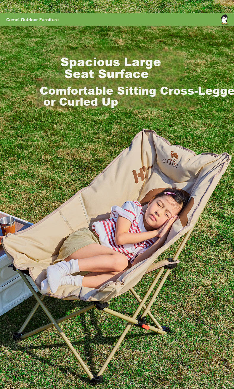 CAMEL Outdoor Folding Chair Moon Chair Camping Picnic High Back Portable Reclining Stool Fishing Table Chair 9003C 5
