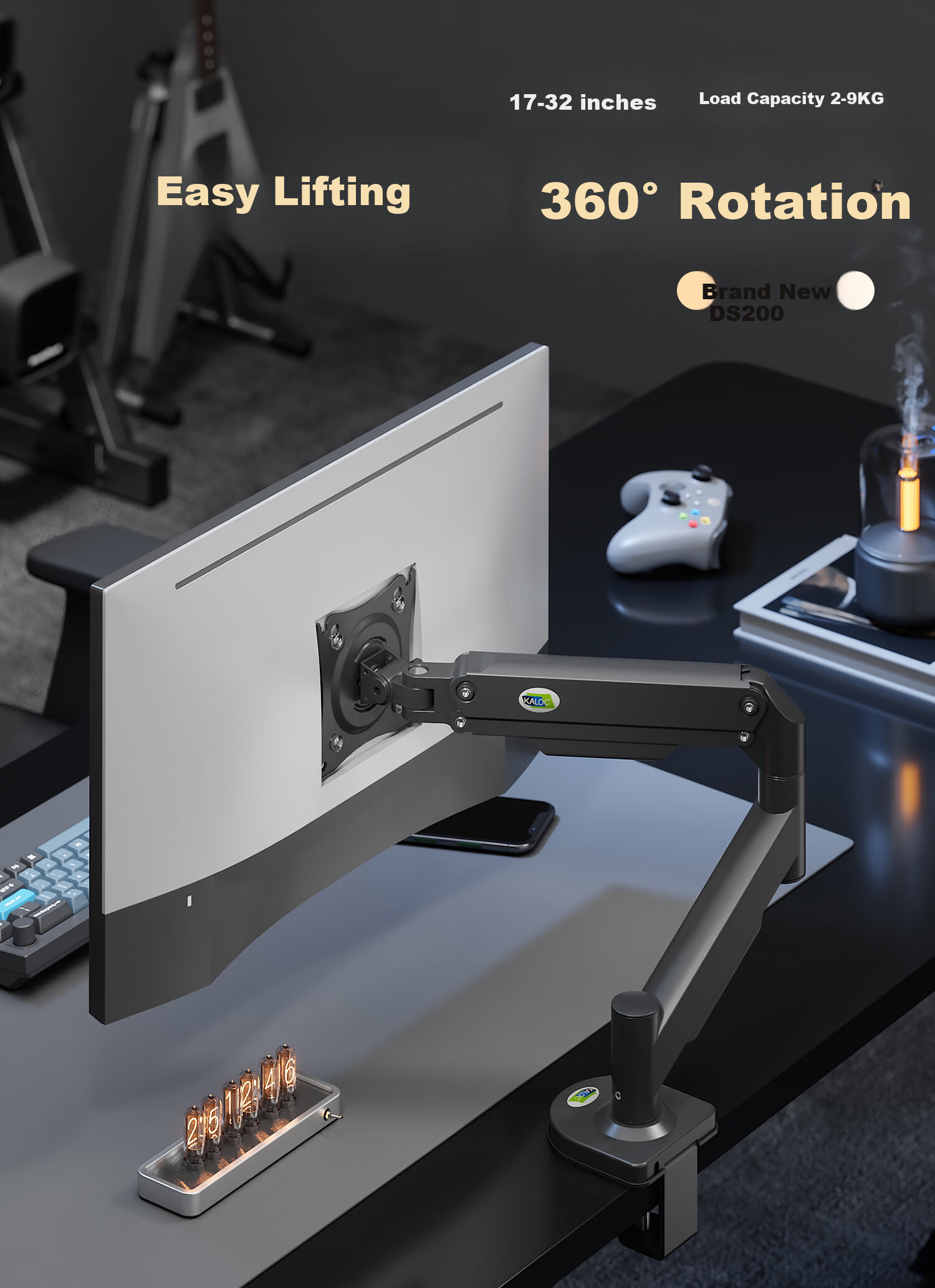 KALOC Monitor Arm, Dual Monitor Stand, Mechanical Arm Display Bracket, Computer Stand, Monitor Suspension Arm, Screen Support DS200-2 1